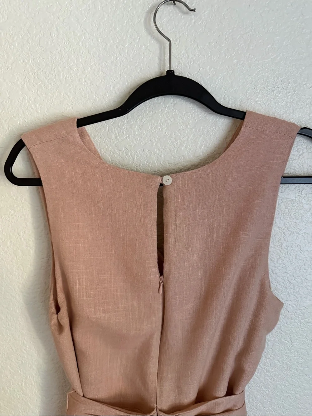 Anthropologie Sunday in Brooklyn Faux Wrap Sleeveless Linen Mini Dress M Peach